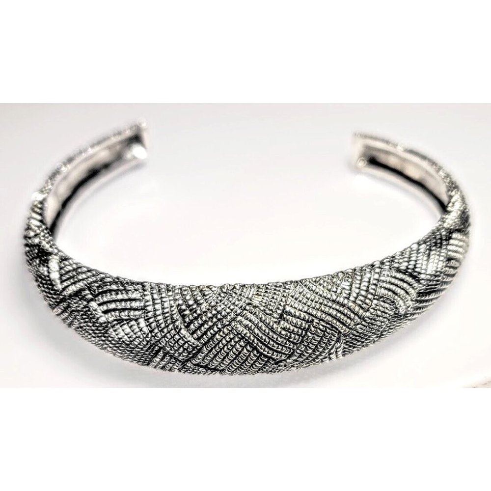 Real Solid 925 Sterling Silver Cuff Bangle Bracel… - image 1